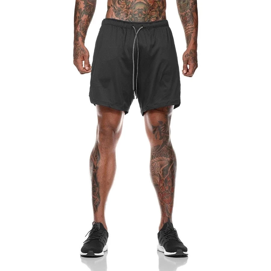 Men Sport Shorts Sportswear Double-deck & Training Jogging Short Pants Men