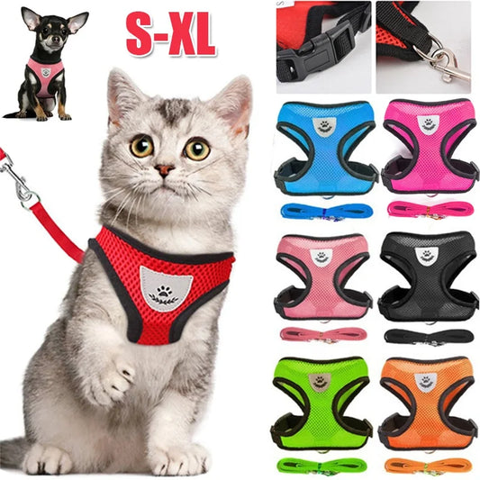 Cat Dog Harness with Lead Leash Adjustable.