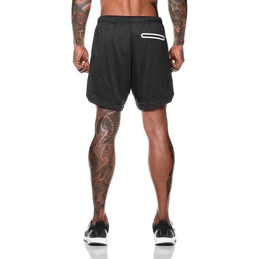 Men Sport Shorts Sportswear Double-deck & Training Jogging Short Pants Men